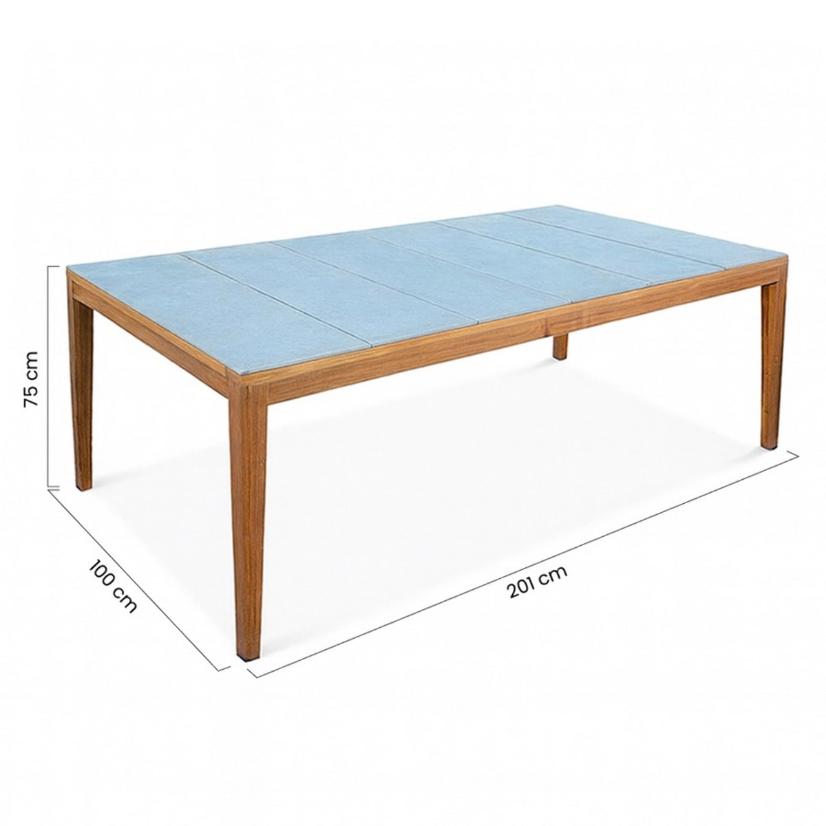 Tavolo da pranzo 200x100cm gambe legno e top in piastrelle - Kerk