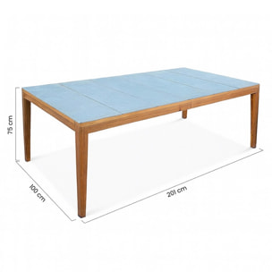 Tavolo da pranzo 200x100cm gambe legno e top in piastrelle - Kerk