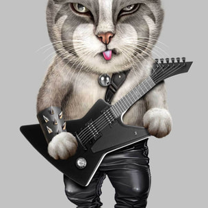 Affiche enfant chat en métal lourd  Affiche + cadre en bois - Noir