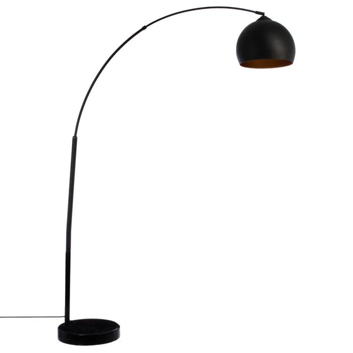 Lampadaire arc "Hyto" noir - métal et marbre H177 cm