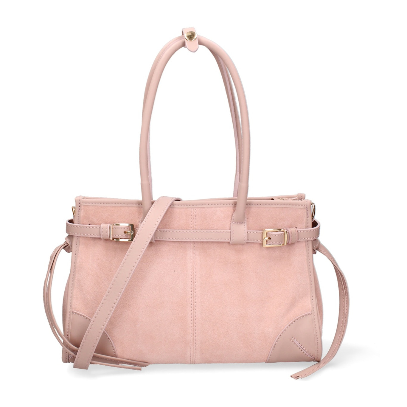 Borsa a spalla da donna Made in Italy - Modello Novara Ultra - Pelle scamosciata - 31.5 x 20.0 x 14.0 cm