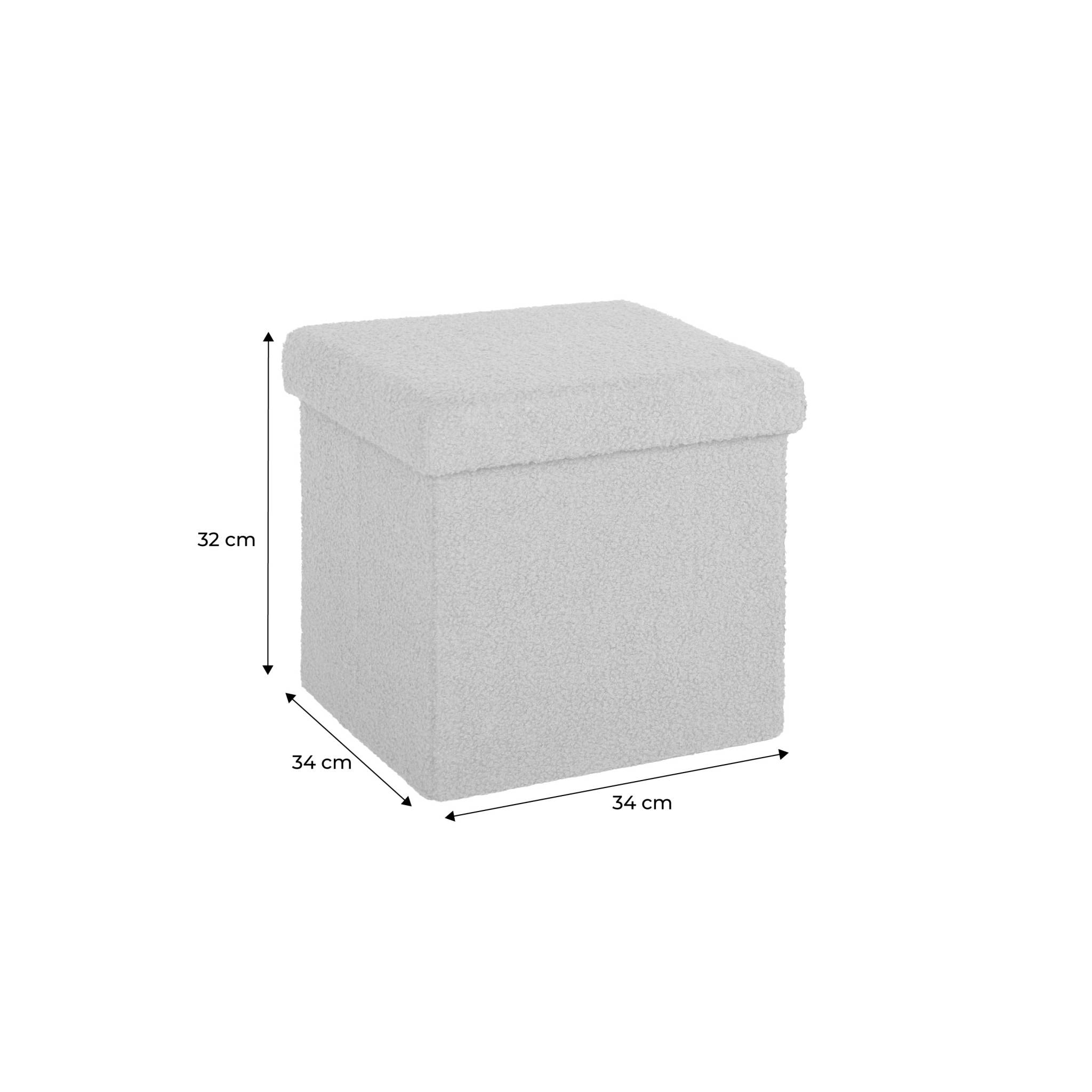 Lot de 2 tabourets de rangement blanc en bouclettes avec coffre pour enfant pliable