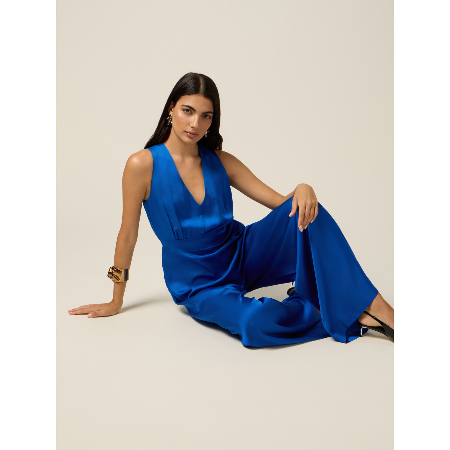 Oltre - Mono de satén de viscosa - Azul