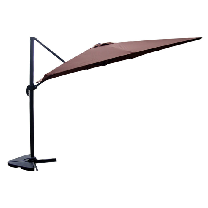Parasol déporté et rotatif 3 x 4 m chocolat NAVIA