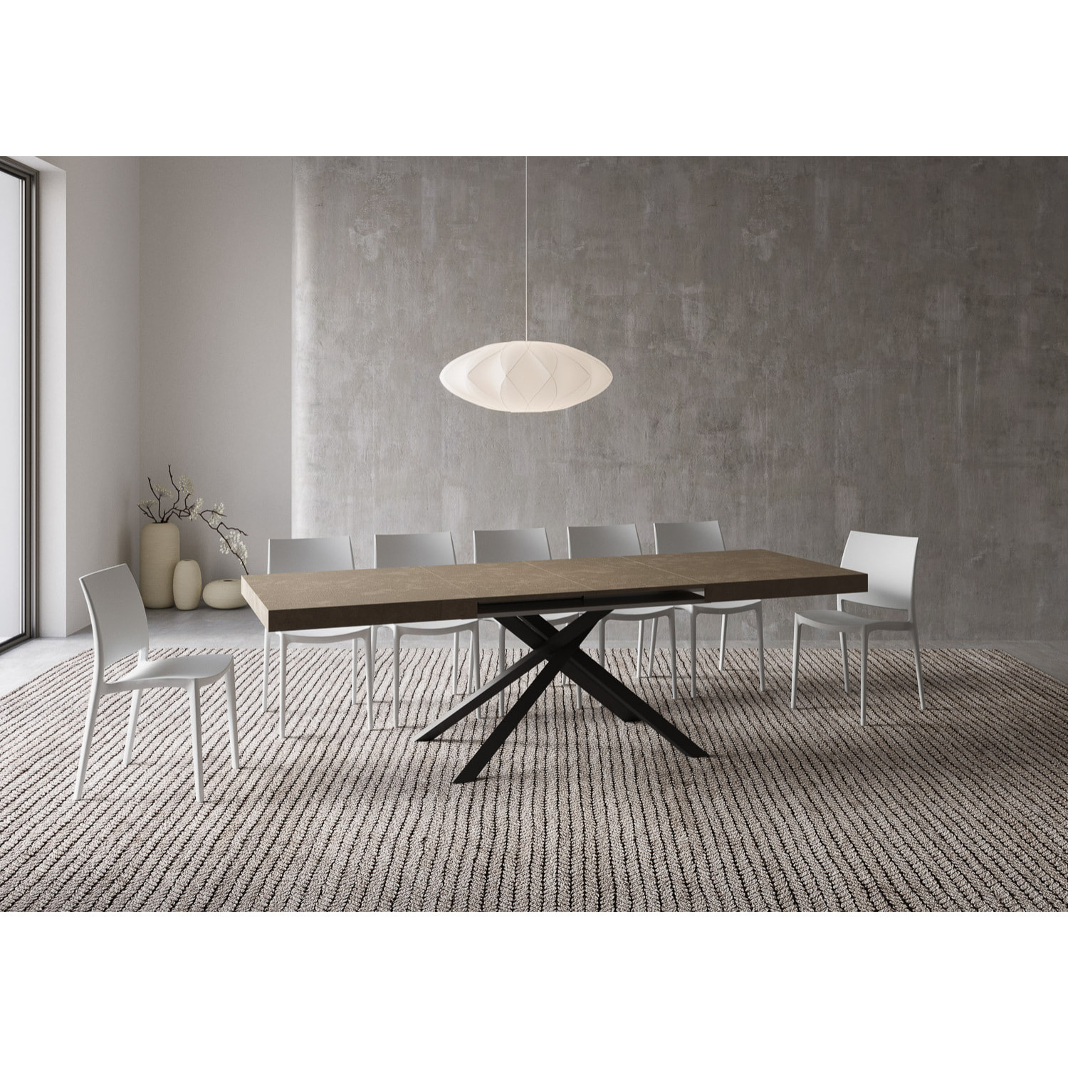 Mesa extensible 90x160/264 cm Karida gris paloma patas antracita