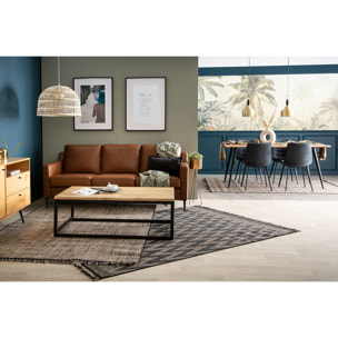 Table basse rectangulaire bois clair manguier massif et métal noir L120 cm FACTORY