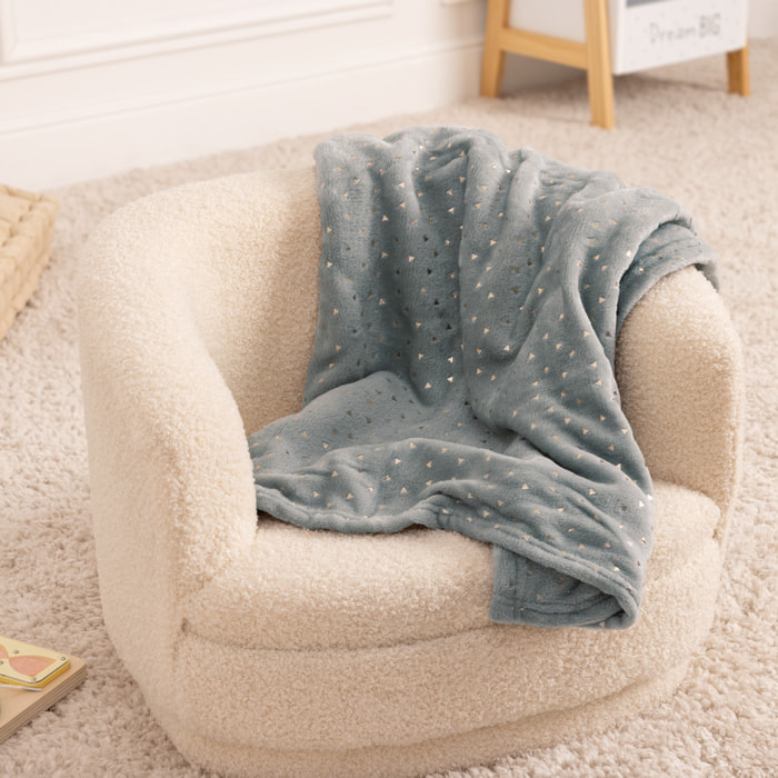 Plaid enfant "Berlingot" - flanelle - bleu - 75x100 cm