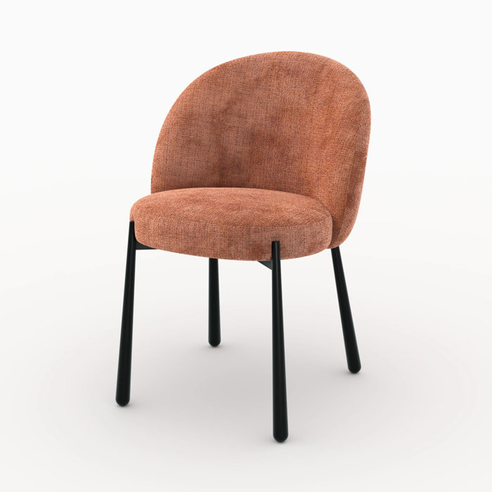 Lot de 2 chaises en velours chenillé terracotta et métal noir - Pulpy