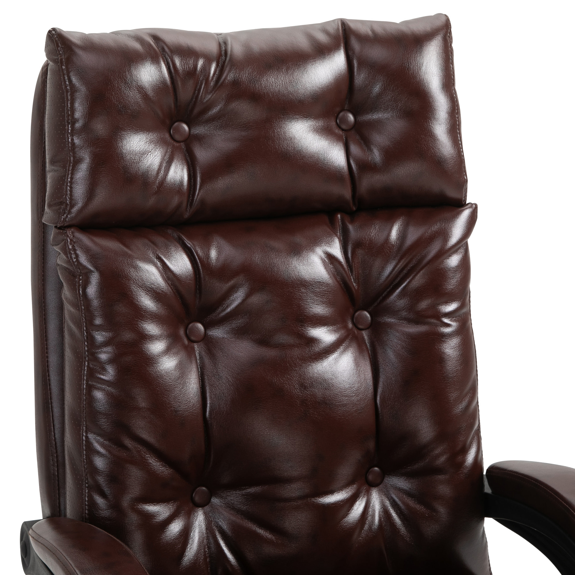 Vinsetto Fauteuil de bureau, chaise de bureau ergonomique avec hauteur réglable, dossier inclinable et repose-pied rétractable et pivotant à 360°, cuir synthétique, pour chambre, télétravail, marron