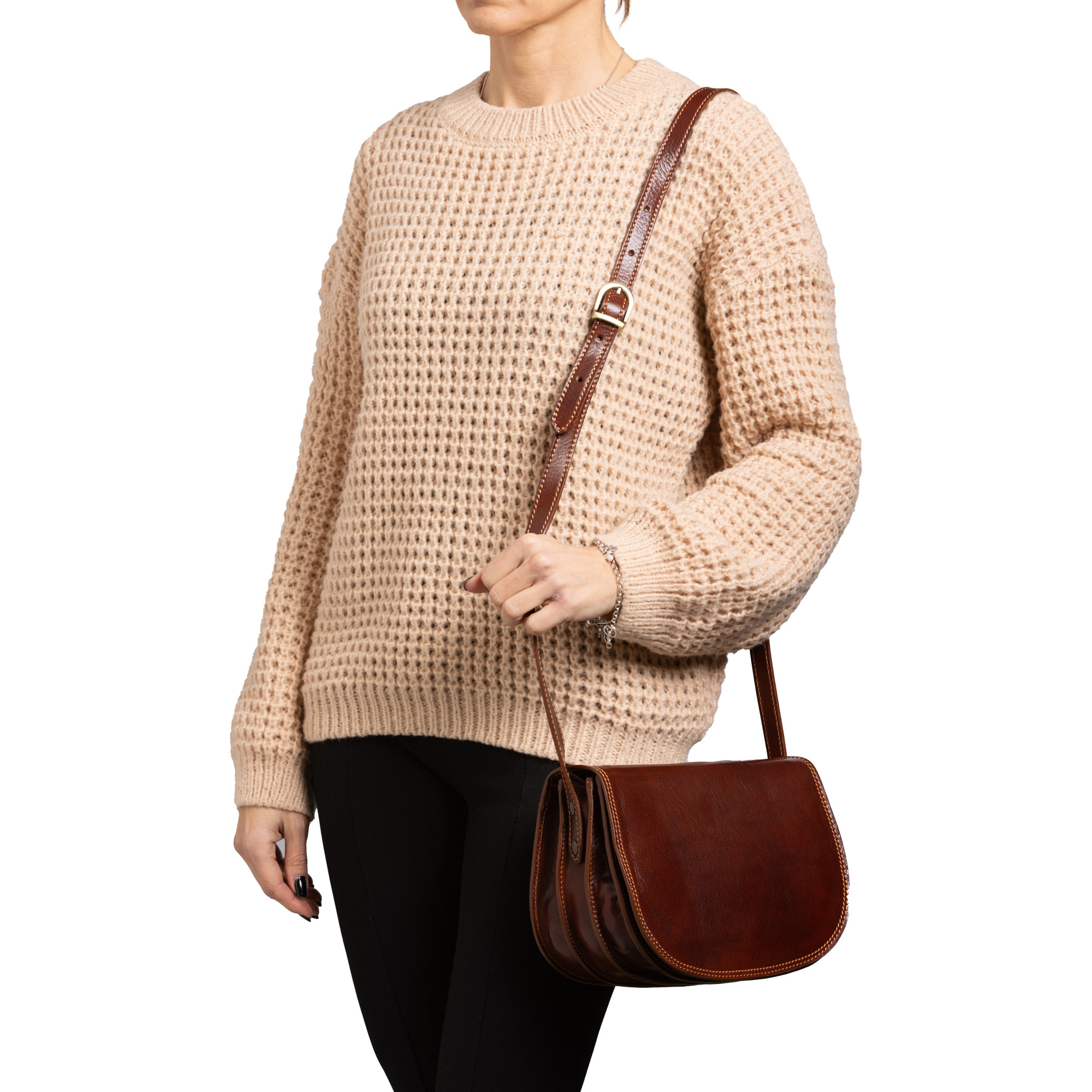 Borsa a tracolla  da donna In Vera pelle Made in Italy 24x17x11 cm