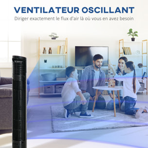 Ventilateur colonne tour oscillant silencieux 50W 3 vitesses Ø 20 x 78,5H cm noir