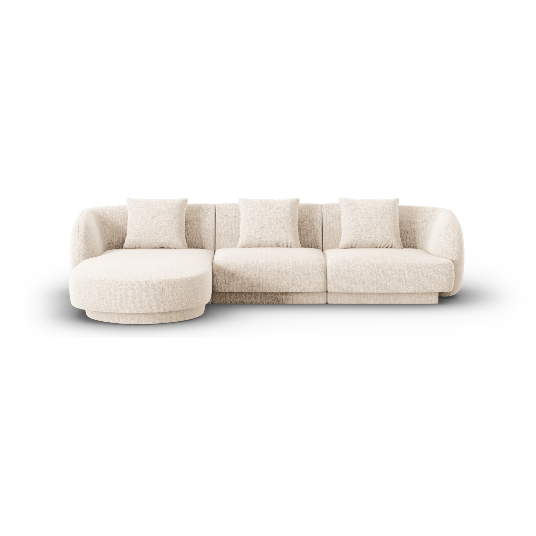 Canapé d'angle gauche "Tulum" 4 places en chenille beige clair