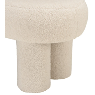 AGATHE - Banc en tissu bouclette blanc L105cm