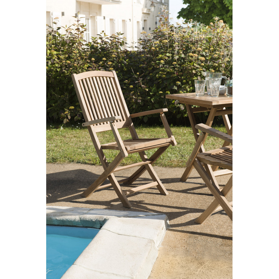 HARRIS - Ensemble de 2 fauteuils de jardin Lombock en bois Teck