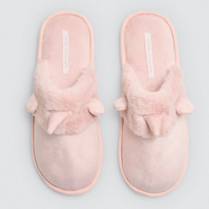 Pantofole con orecchie 3D e pelliccia