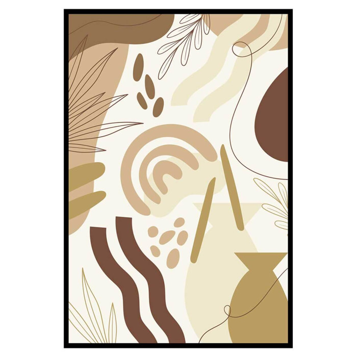 Affiche encadrée feuille noire et soleil doré Affiche + cadre en métal - Noir