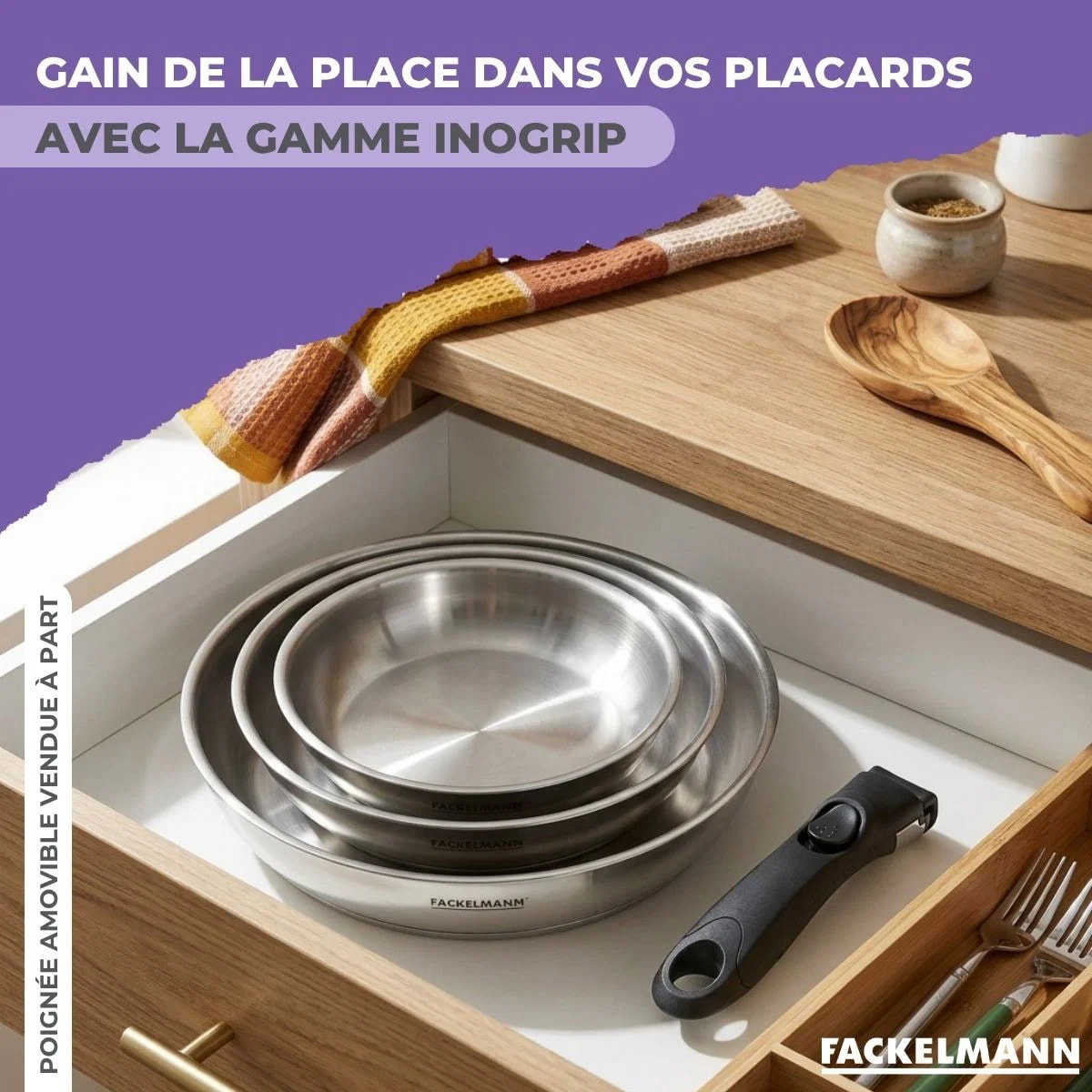 Poêle sans manche Fackelmann InoGrip