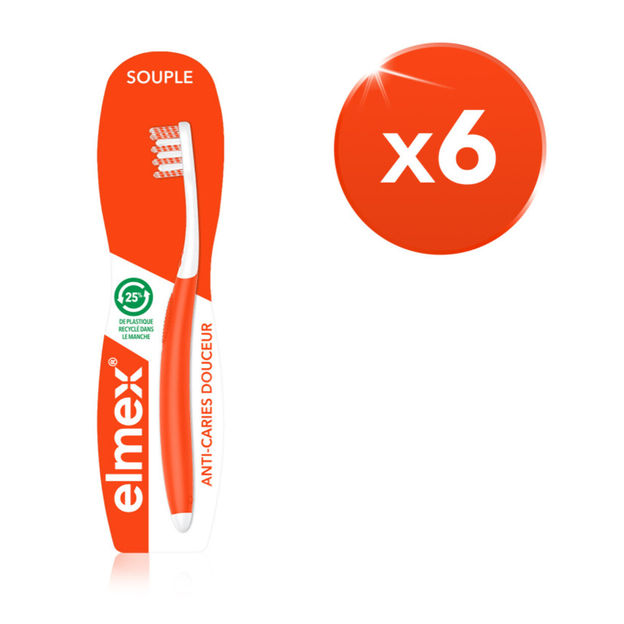 Pack de 6 - elmex - Brosse à Dents Manuelle Souple Anti-Caries Douceur