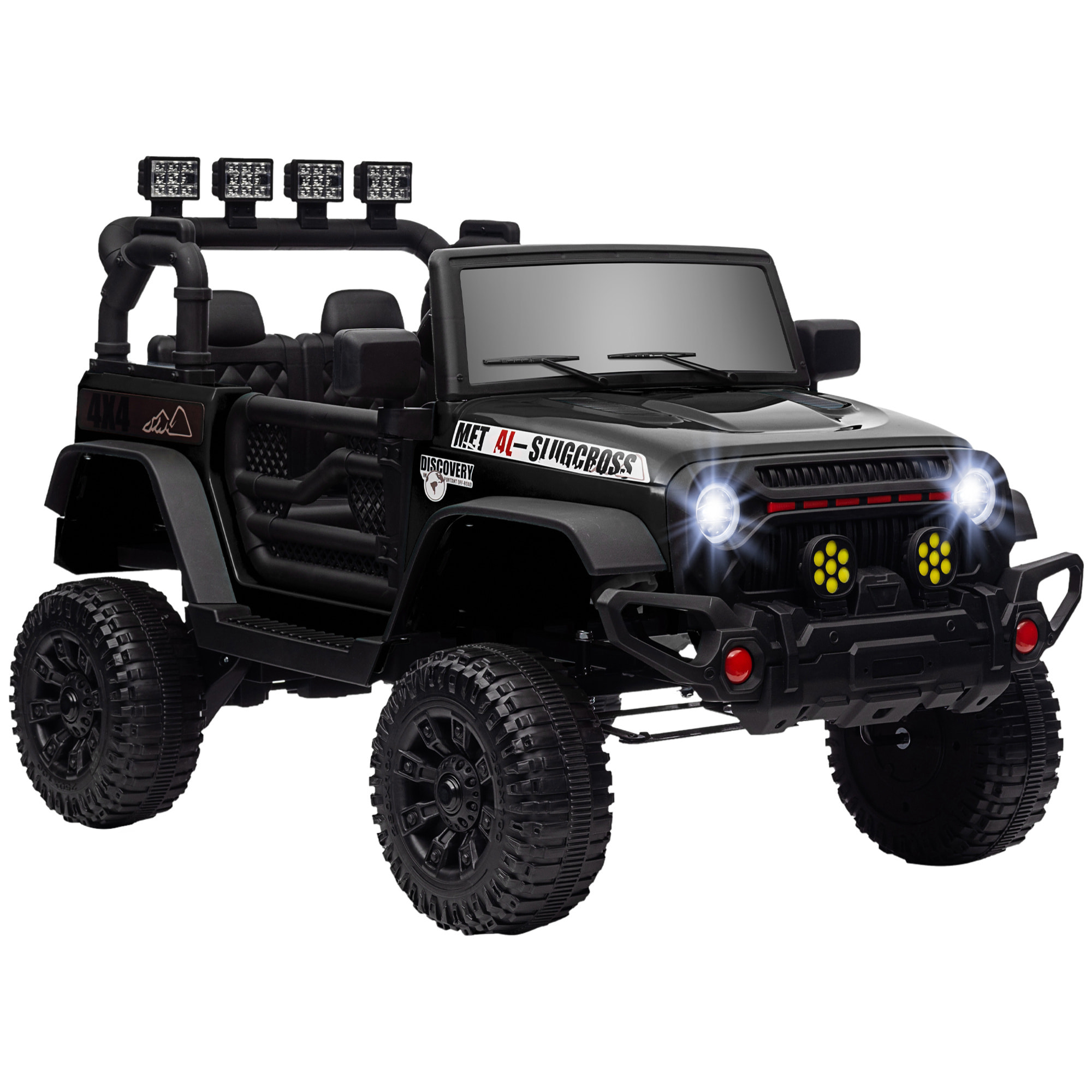 Coche Eléctrico para Niños de +3 Años Carro Eléctrico Infantil Todoterreno de Batería 12V con Mando a Distancia Ruedas Amortiguadas Faros LED Bocina Música Negro