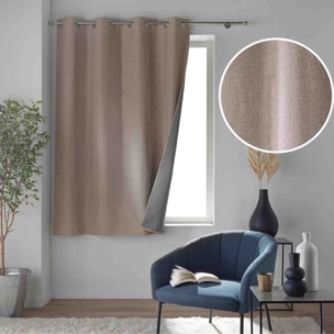 Rideau court occultant à œillets en chambray uni - Lin