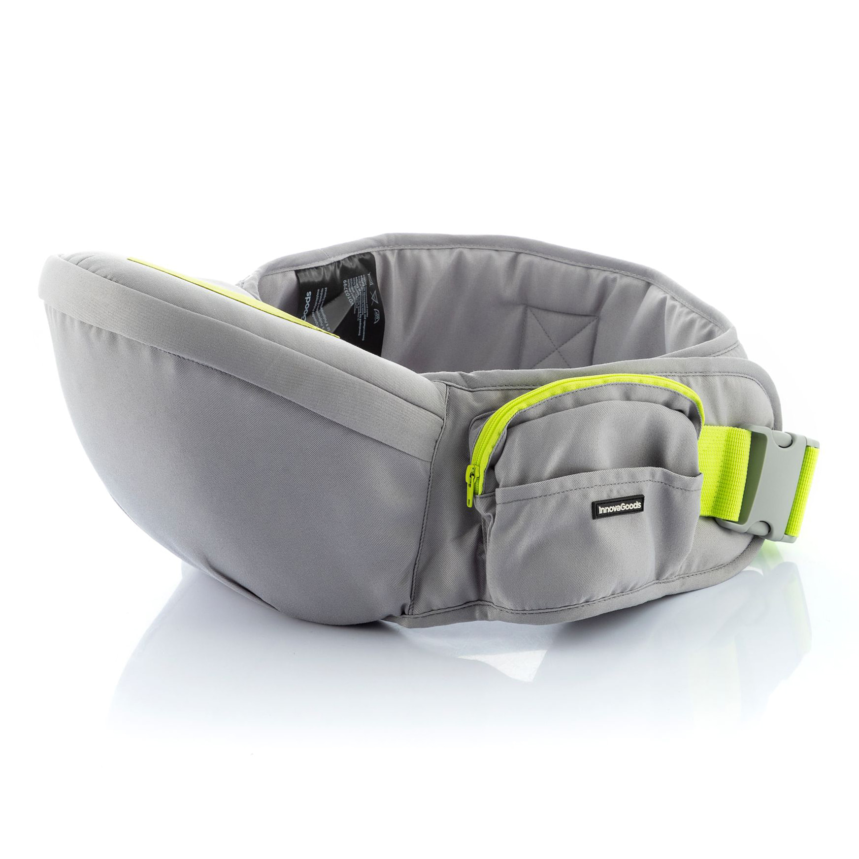 Cintura porta bebè Evolutive con tasche seccaby Innovagoods - grigio e verde - 122x20x16 cm