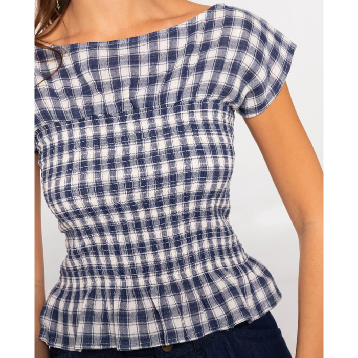 Blusa de mujer con nido de abeja y cuadros