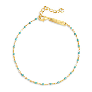 Pulsera Dots Turquoise Enamel Plata Baño Oro