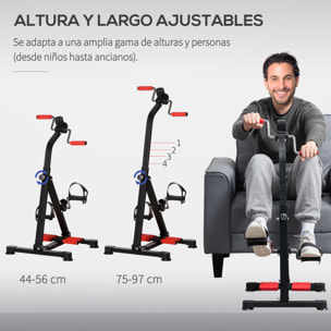 Pedales Estáticos Personas Mayores, Pedaleador Ejercitador de Piernas y Brazos, Altura Ajustable 75-97 cm, Ancho Regulable 44-56 cm, con Pantalla LCD y Rodillo Masajeador para Pies
