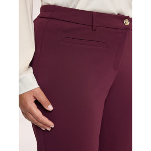 Fiorella Rubino - Pantalones cropped con dobladillo y botón - Burgundy