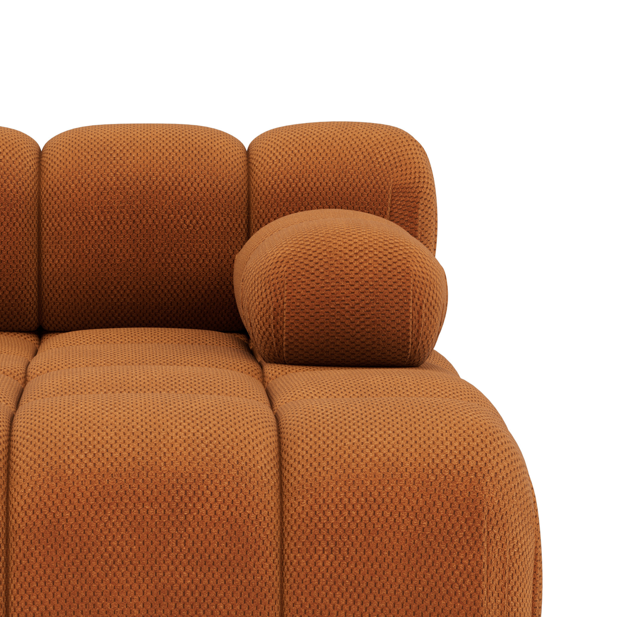 Ruby - module d'assise méridienne droite en velours texturé - Terracotta