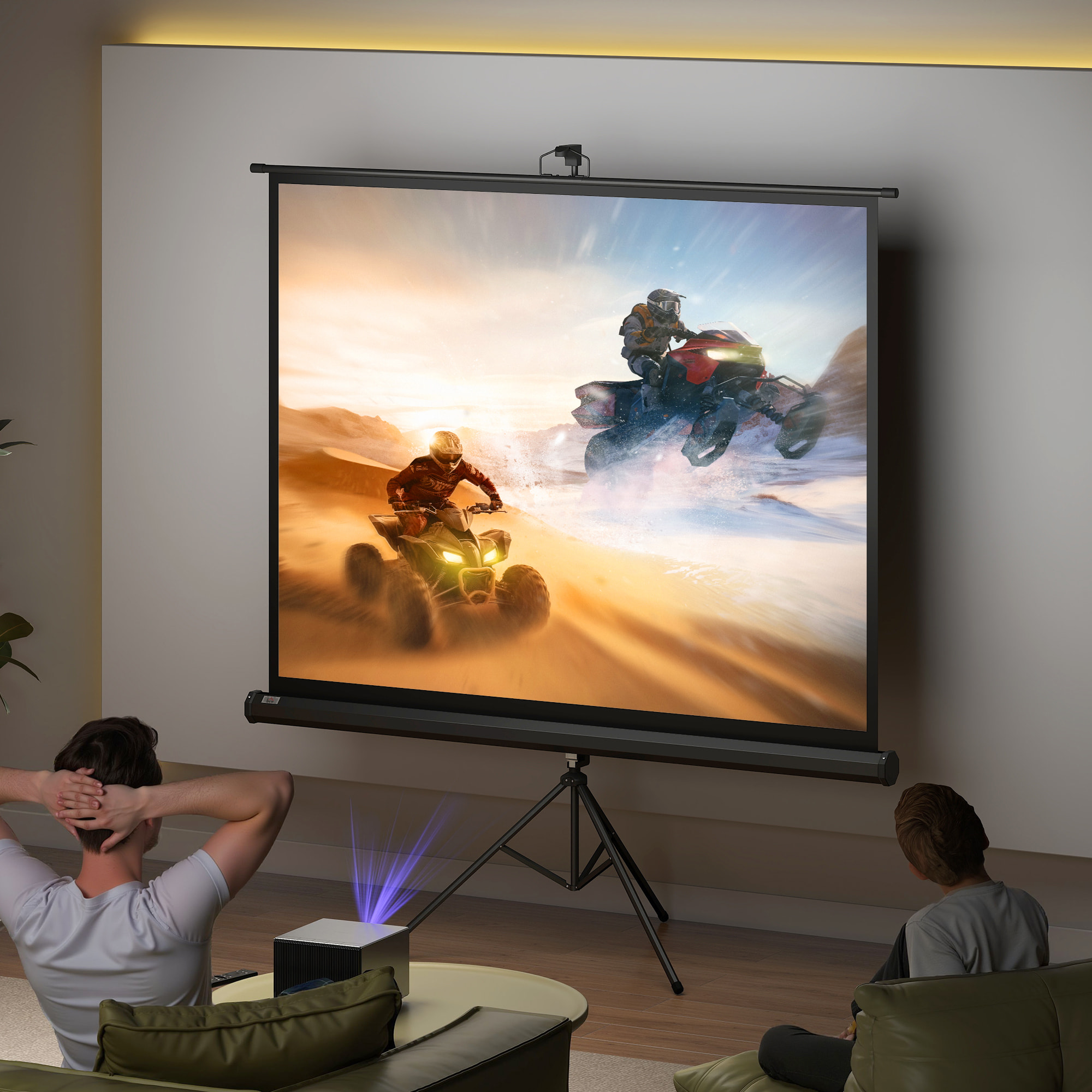 Écran de projection avec support trépied réglable en hauteur home-cinéma vidéo projecteur format 4:3 84 pouces noir