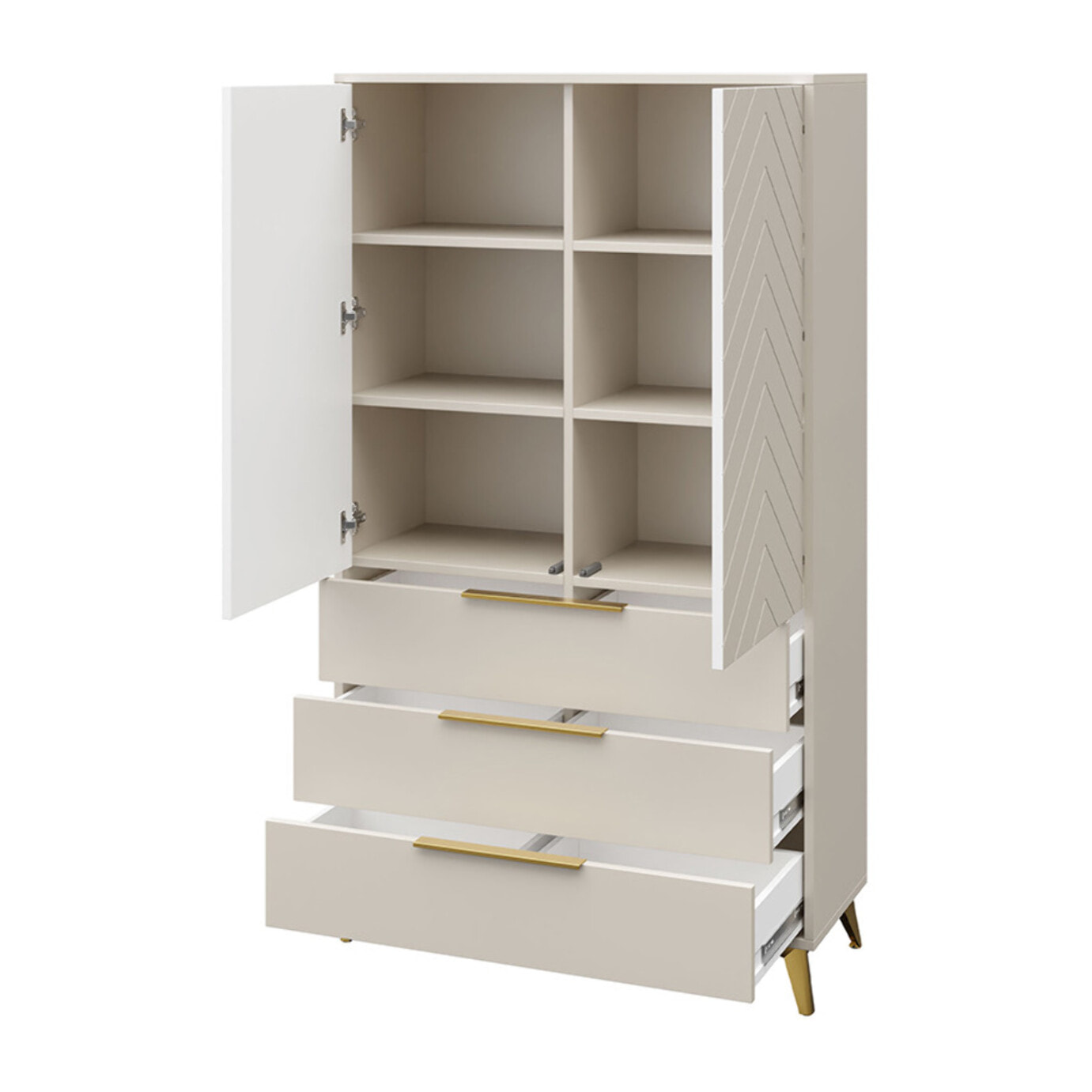 Boccioni - buffet haut - beige - 3 tiroirs et 2 portes - 104x180 cm - Beige