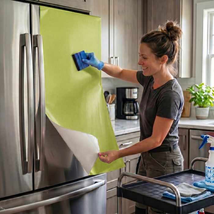 Rouleau adhésif décoratif Vinyle au Mètre - Vert pastel - Sticker Lavable Imperméable Mur Cuisine Meubles