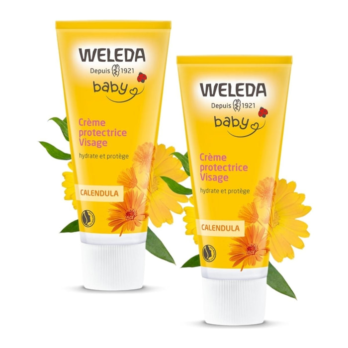 WELEDA - Duo Crème protectrice Visage au Calendula - Hydrate et protège - Certifié Natrue**- Tube 75 ml  x 2