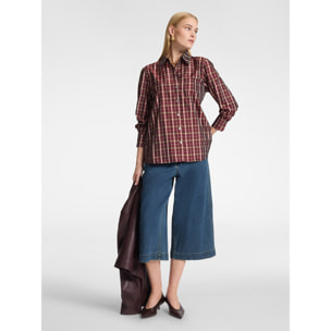 Elena Mirò - Camisa en tafetán de cuadros - Burgundy