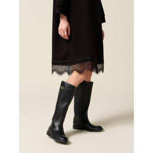 Oltre - Vestido en tejido scuba y encaje - Negro