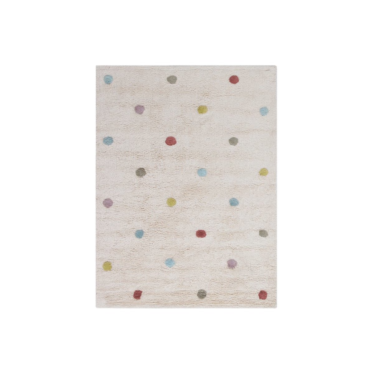 Tapis enfant en coton beige motif pois multicolore 100 x 150 cm DADA