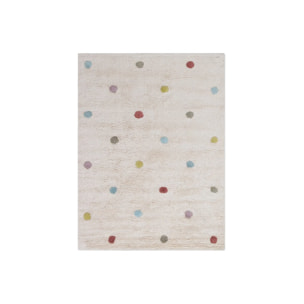 Tapis enfant en coton beige motif pois multicolore 100 x 150 cm DADA