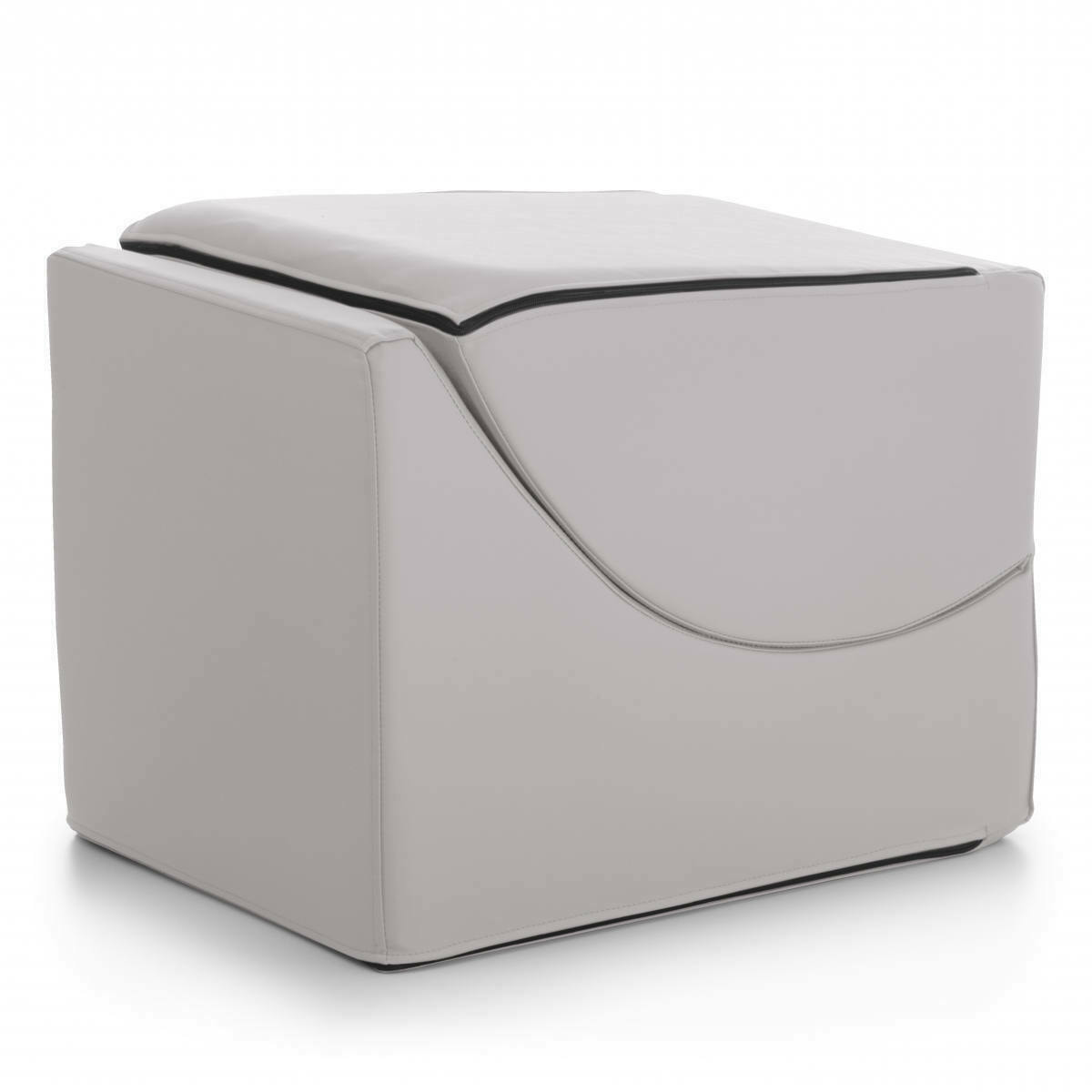 Letto pieghevole Arbil, Pouf trasformabile in letto singolo, Chaise longue in ecopelle, 100% Made in Italy, 130x50h50 cm, Bianco