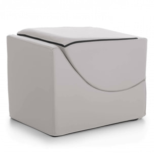 Letto pieghevole Arbil, Pouf trasformabile in letto singolo, Chaise longue in ecopelle, 100% Made in Italy, 130x50h50 cm, Bianco