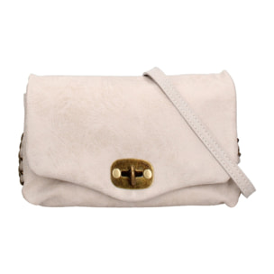 Borsa a tracolla da donna Made in Italy - Modello Floralia Lux - Pelle scamosciata - 25.0 x 15.0 x 11.0 cm