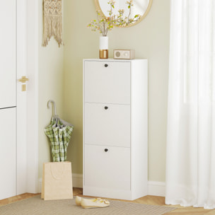 Zapatero Estrecho con 3 Puertas Abatibles Zapatero Entrada Recibidor con Estantes Ajustables para 12 Pares de Zapatos para Pasillo Espacios Reducidos 47x28x115 cm Blanco Veteado