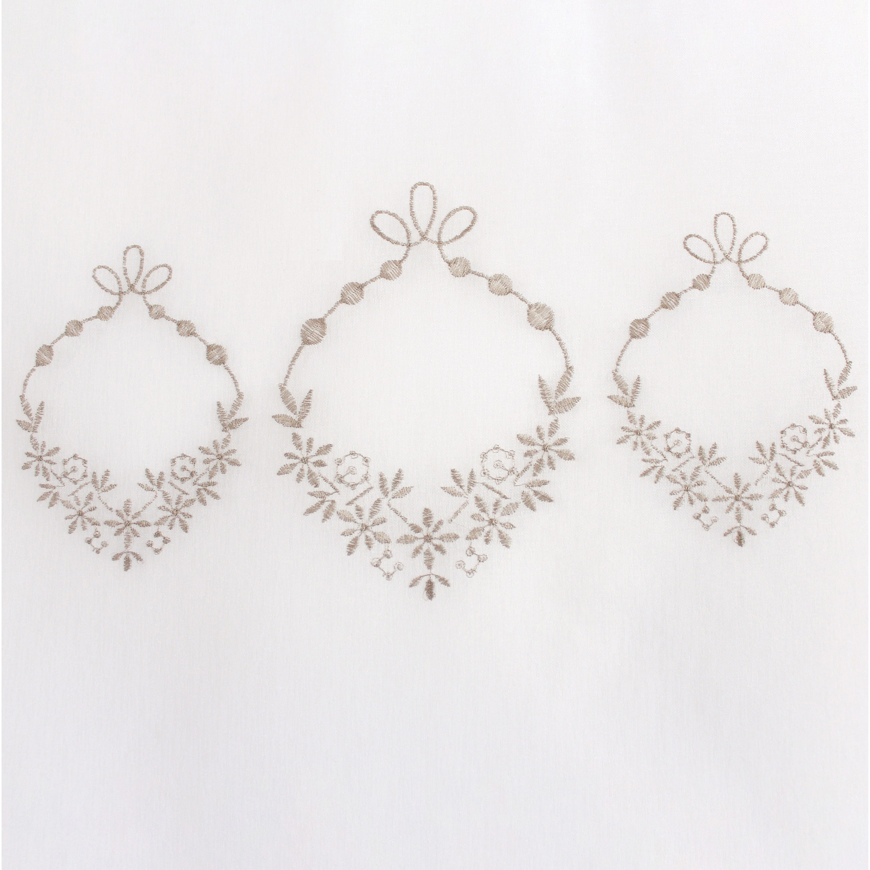 Paire de petits voilages ornée de broderies - Beige