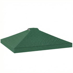 Toldo de Pérgola de Recambio 3x3 m Techo de Repuesto para Carpa Plegable de Jardín de Tela Oxford 210D con 8 Orificios de Drenaje y Doble Ventilación Protección UV 50+ SOLO TOLDO Verde