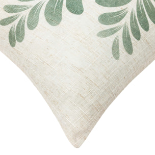 Coussin polylin imprimé feuillage - Vert
