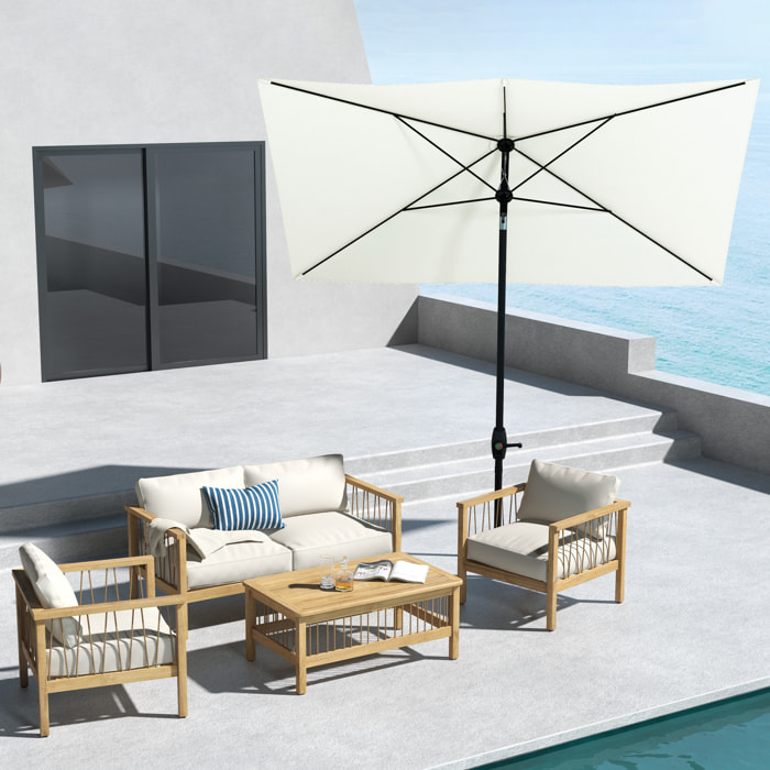 Sombrilla de Terraza Exterior 3x2 m Parasol de Terraza Exterior con Ángulo Ajustable Mástil de Aluminio y Protección UV 50+ Sombrilla para Jardín Patio Beige