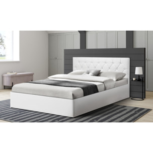 Lit coffre Hannah PVC avec sommier - Blanc