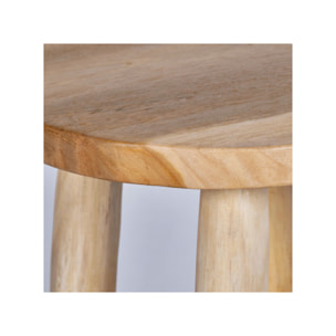 Tabouret de bar rond artisanal 75 cm de haut en bois de teck - MUFASA