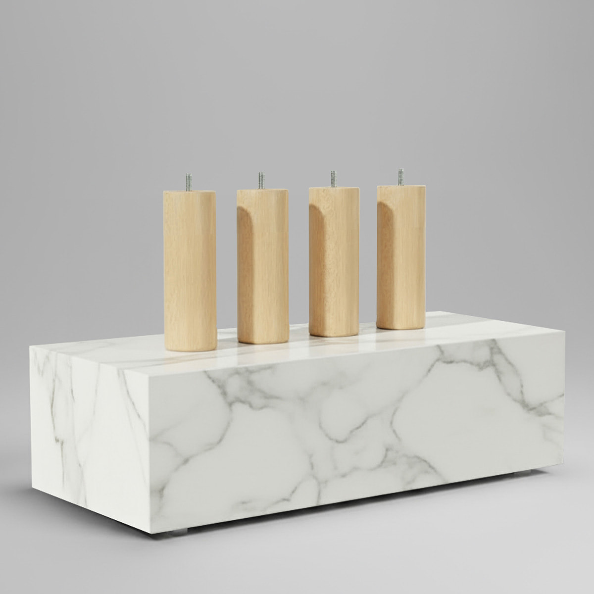 Jeu de 4 pieds de lit cylindriques | Bois Naturel | Hauteur 15 cm