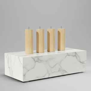 Jeu de 4 pieds de lit cylindriques | Bois Naturel | Hauteur 15 cm